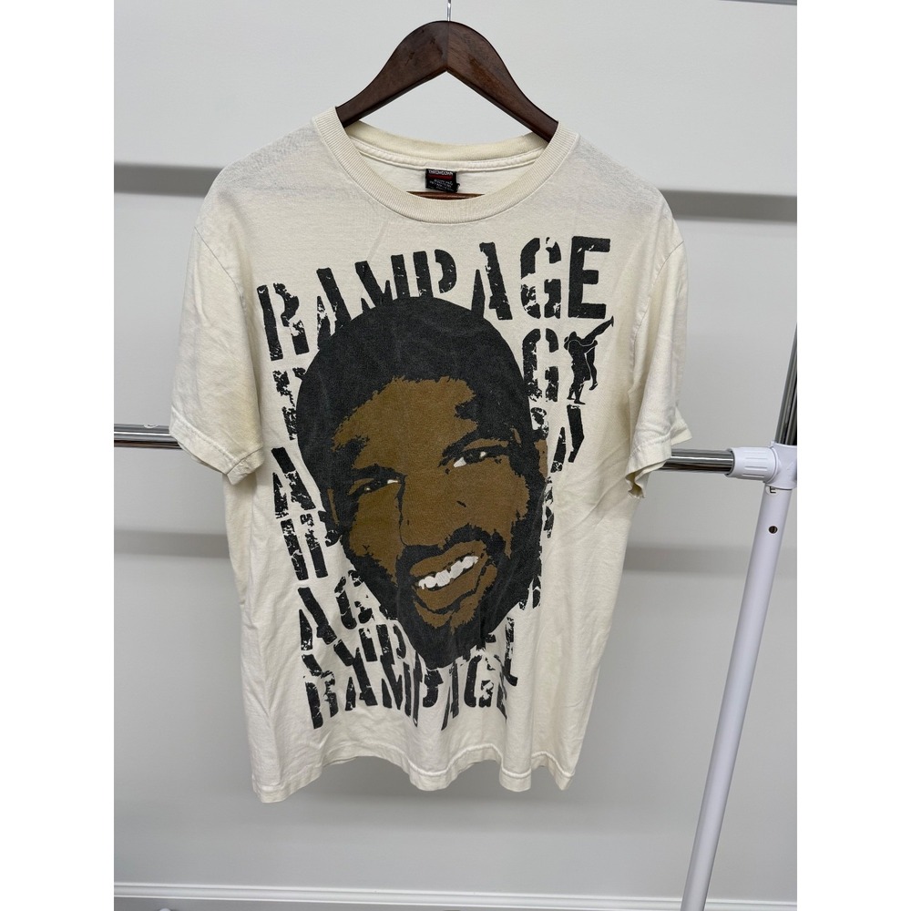 Vintage Y2K Throwdown MMA Rampage Jackson AOP Big Face T Shirt size‎ Medium